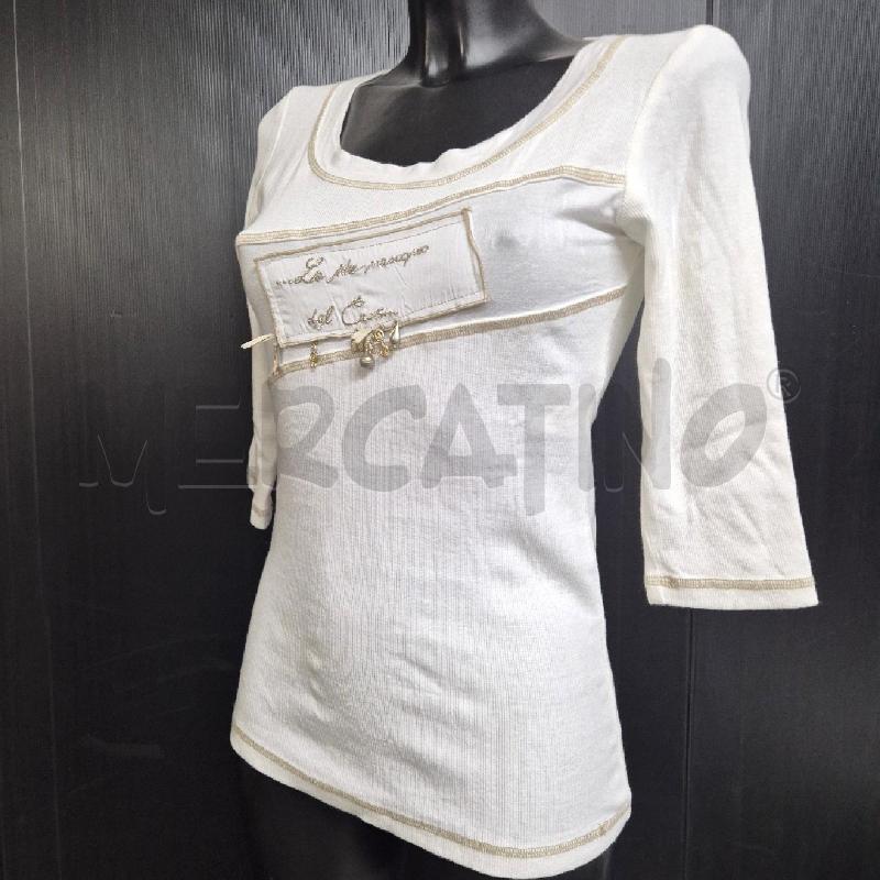MAGLIA DONNA ELISA CAVALETTI BIANCA A COSTINE CON SCRITTA E  CHARMS | Mercatino dell'Usato Cervia 3