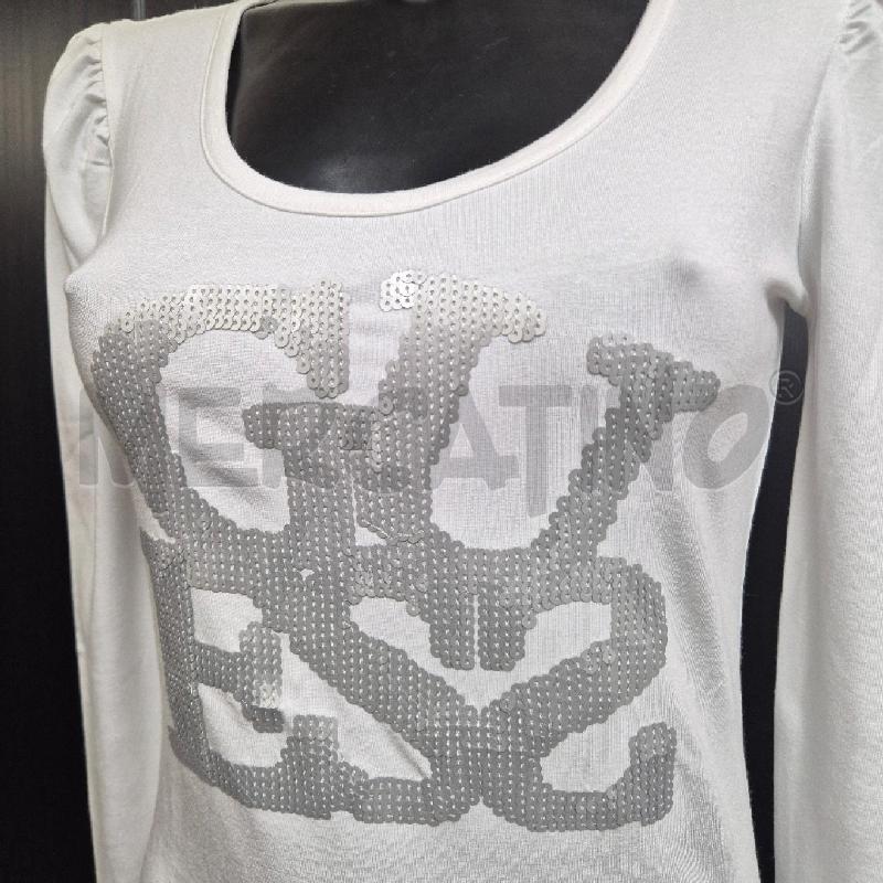 MAGLIA DONNA GUESS BIANCA SCRITTA PAILLETTES GRIGIE | Mercatino dell'Usato Cervia 2