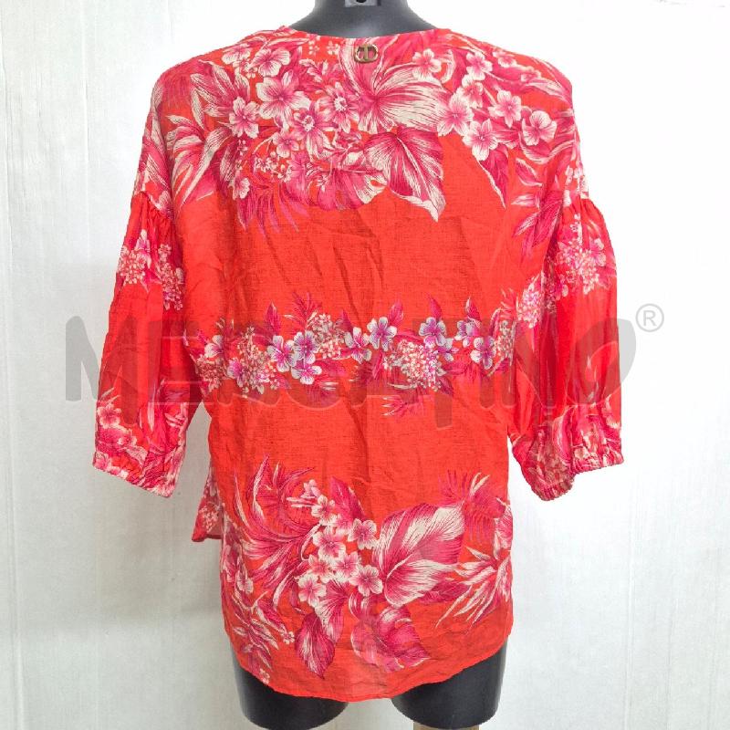 MAGLIA DONNA TWIN SET ARANCIONE FIORI BIANCHI FUCSIA | Mercatino dell'Usato Cervia 4