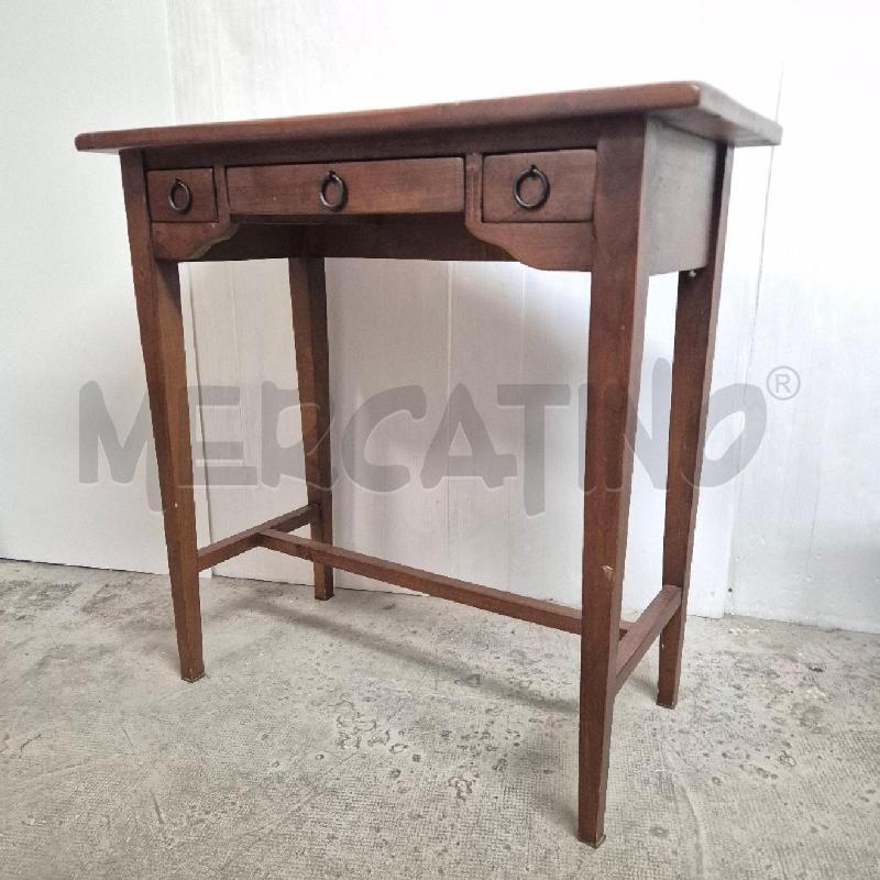 MOBILETTO SCRIVANIA LEGNO 3 CASSETTI MANIGLIE ANELLO METALLO | Mercatino dell'Usato Cervia 4