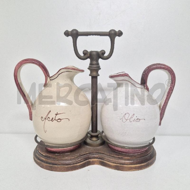 OLIERA BASE METALLO LEGNO CON BROCCETTE CERAMICE | Mercatino dell'Usato Cervia 1