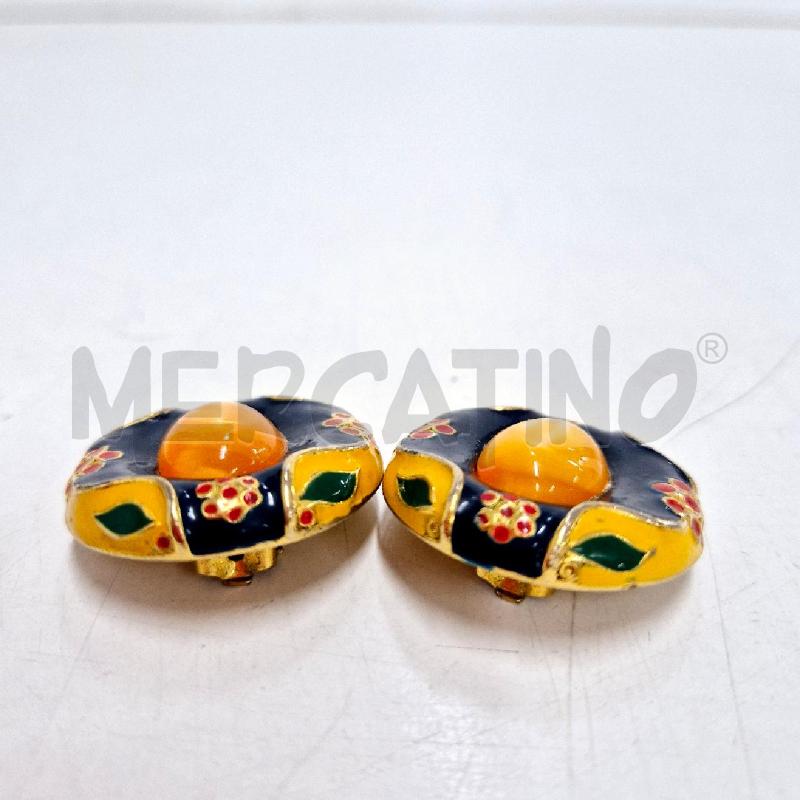 ORECCHINI CLIPS MOSCHINO BLU GIALLI SMALTATI | Mercatino dell'Usato Cervia 3