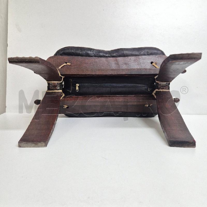 PANCHETTO SEGGIOLINA EGIZIANA LEGNO PELLE | Mercatino dell'Usato Cervia 5