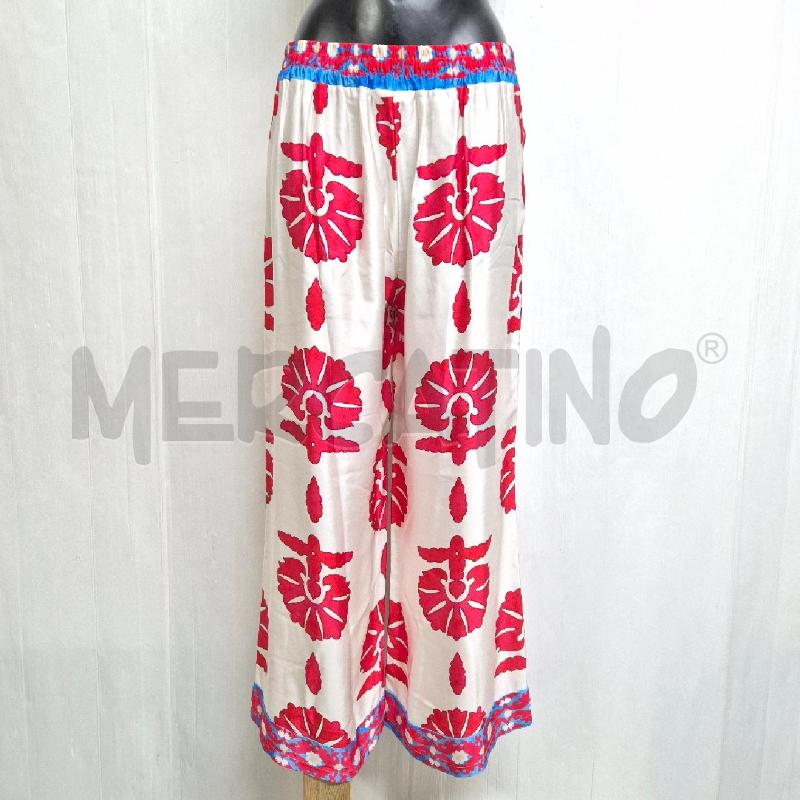 PANTALONE DONNA ANONYME BIANCO FANTASIA ROSSA TURCHESE | Mercatino dell'Usato Cervia 1