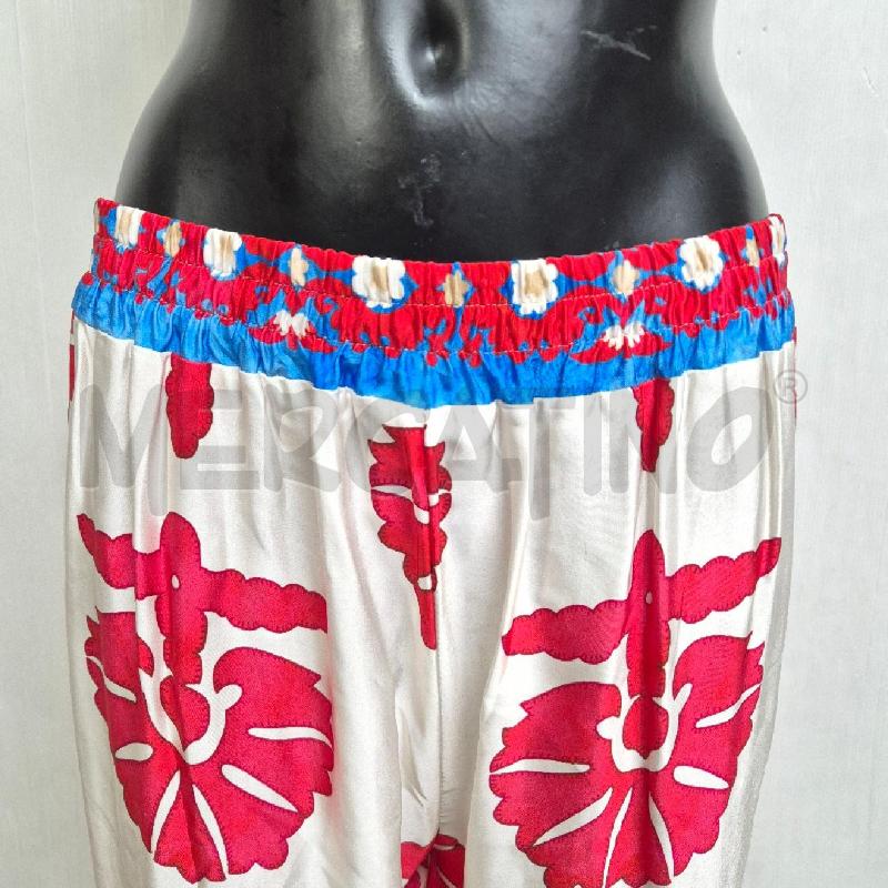 PANTALONE DONNA ANONYME BIANCO FANTASIA ROSSA TURCHESE | Mercatino dell'Usato Cervia 2