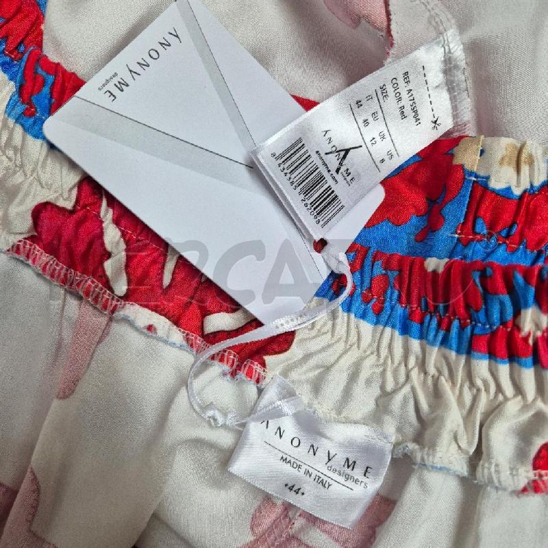 PANTALONE DONNA ANONYME BIANCO FANTASIA ROSSA TURCHESE | Mercatino dell'Usato Cervia 5