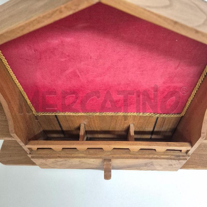 PENSILINO LEGNO PORTAOGGETTI FONDO VELLUTO ROSSO | Mercatino dell'Usato Cervia 2