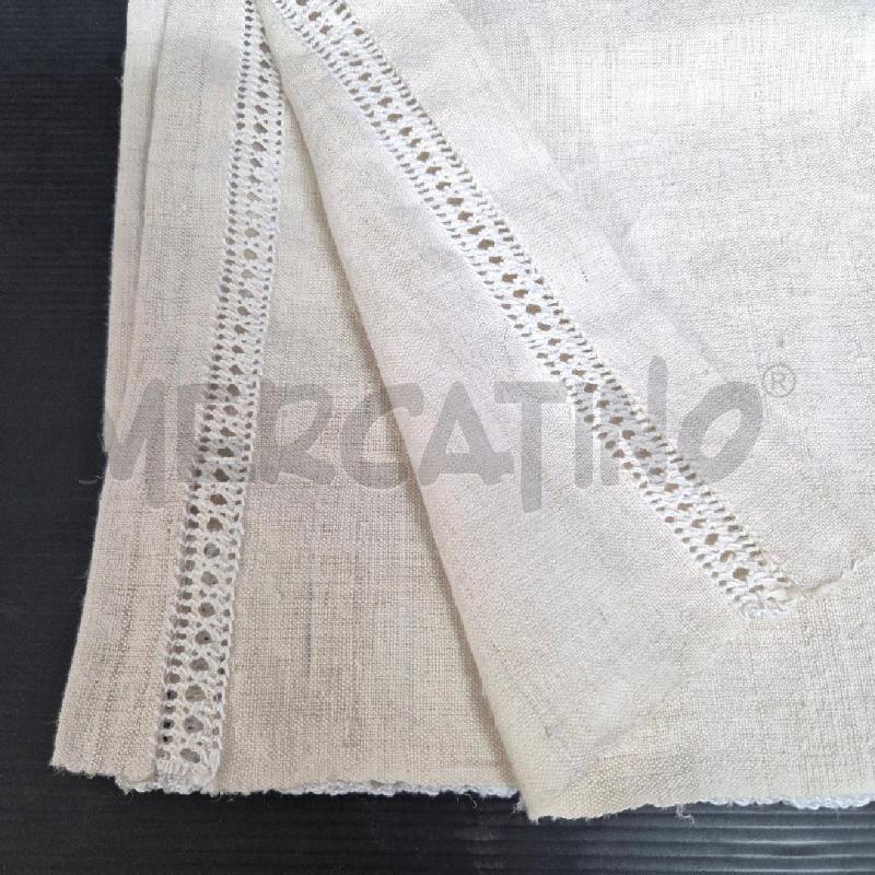 PEZZO DI TELA PANNA CON PIZZO BIANCO DA FINIRE | Mercatino dell'Usato Cervia 2