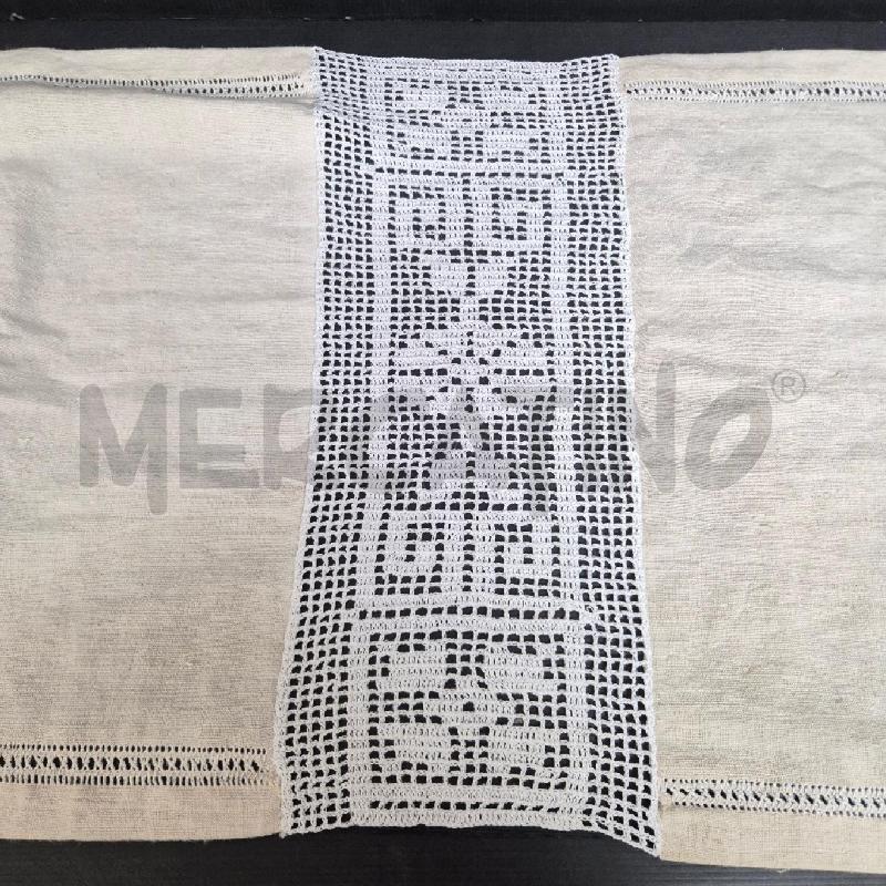 PEZZO DI TELA PANNA CON PIZZO BIANCO DA FINIRE | Mercatino dell'Usato Cervia 3