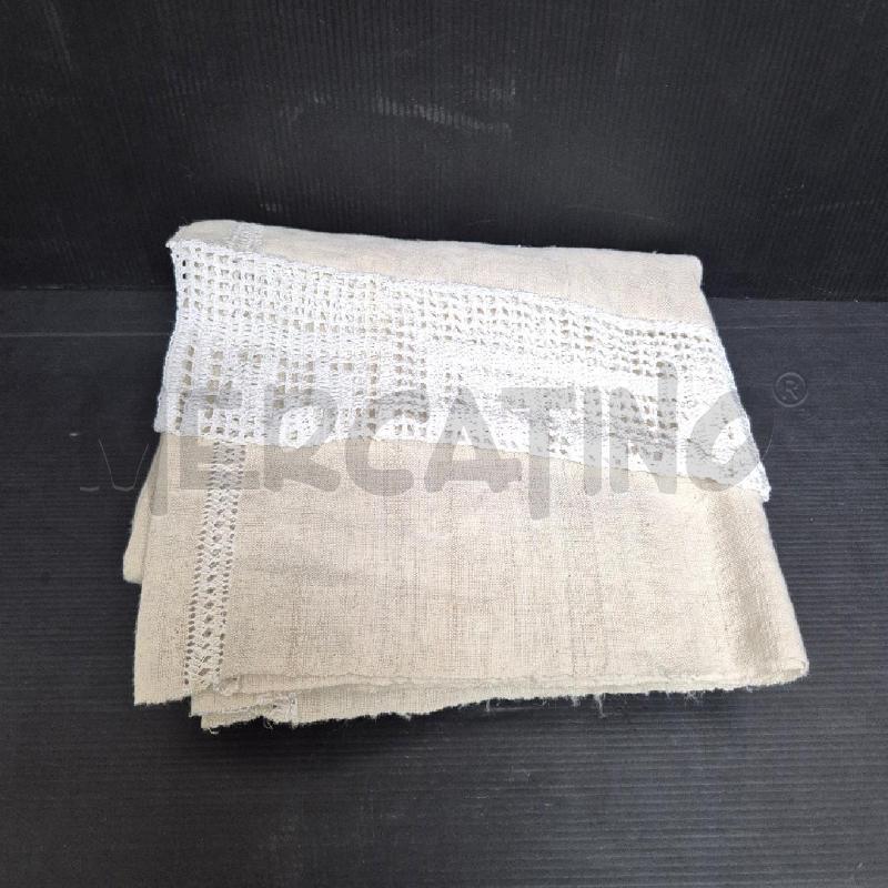 PEZZO DI TELA PANNA CON PIZZO BIANCO DA FINIRE | Mercatino dell'Usato Cervia 1