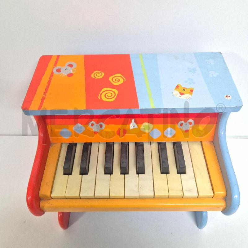 PIANOLA IN LEGNO ARANCIONE CELESTE | Mercatino dell'Usato Cervia 3