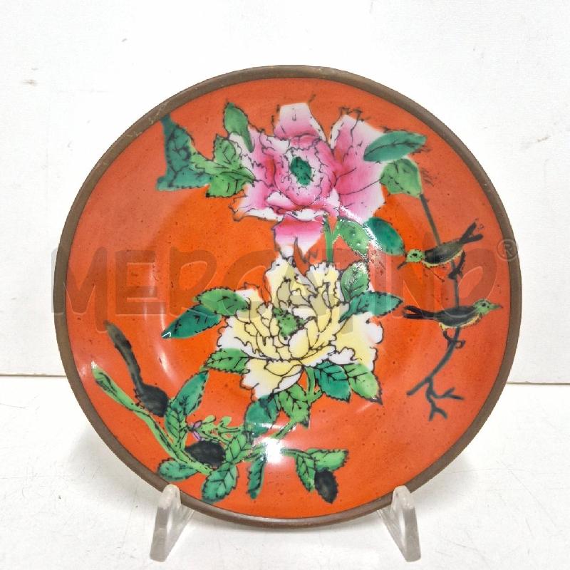 PIATTINO GIAPPONESE ARANCIONE CON FIORI DORATO | Mercatino dell'Usato Cervia 1