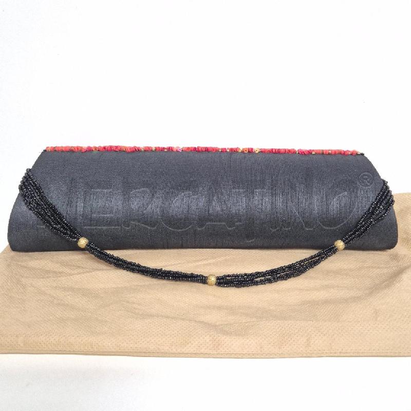 POCHETTE NERA CERCHI ARANCIO FUCSIA MANICO PERLINE NERE NALÌ | Mercatino dell'Usato Cervia 2