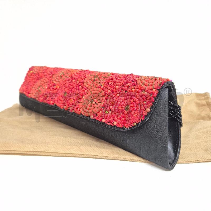 POCHETTE NERA CERCHI ARANCIO FUCSIA MANICO PERLINE NERE NALÌ | Mercatino dell'Usato Cervia 3