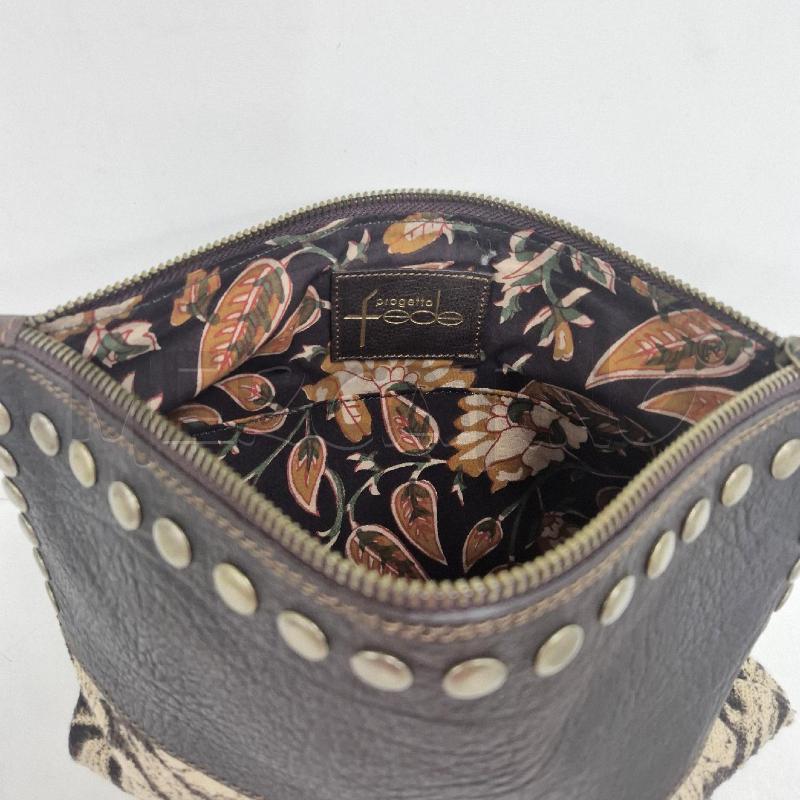 POCHETTE PROGETTO FEDE MARRONE PELLE BORCHIE  | Mercatino dell'Usato Cervia 5