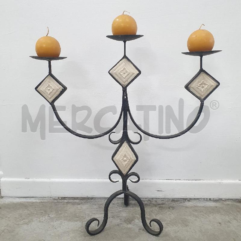 PORTA CANDELA FERRO 3 BRACCIA CANDELE GIALLE | Mercatino dell'Usato Cervia 1