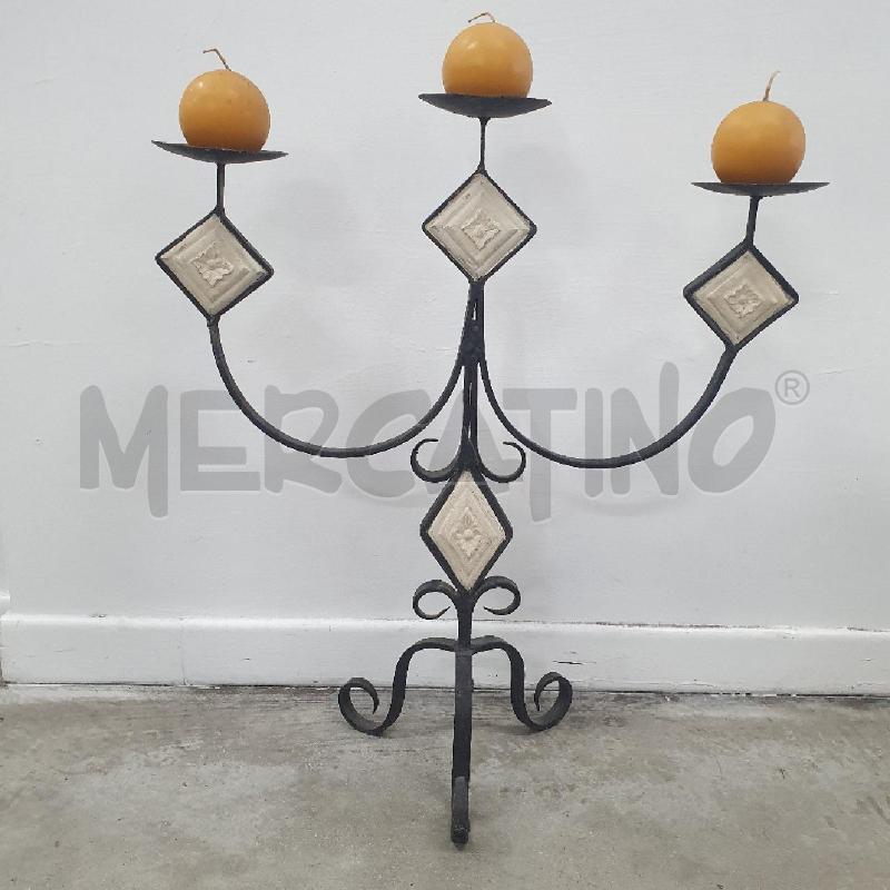 PORTA CANDELA FERRO 3 BRACCIA CANDELE GIALLE | Mercatino dell'Usato Cervia 5