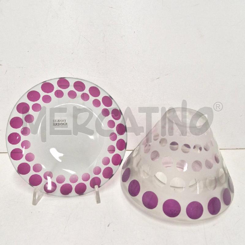 PORTA CANDELA YANKEE CANDLE BIANCO POIS VIOLA | Mercatino dell'Usato Cervia 2