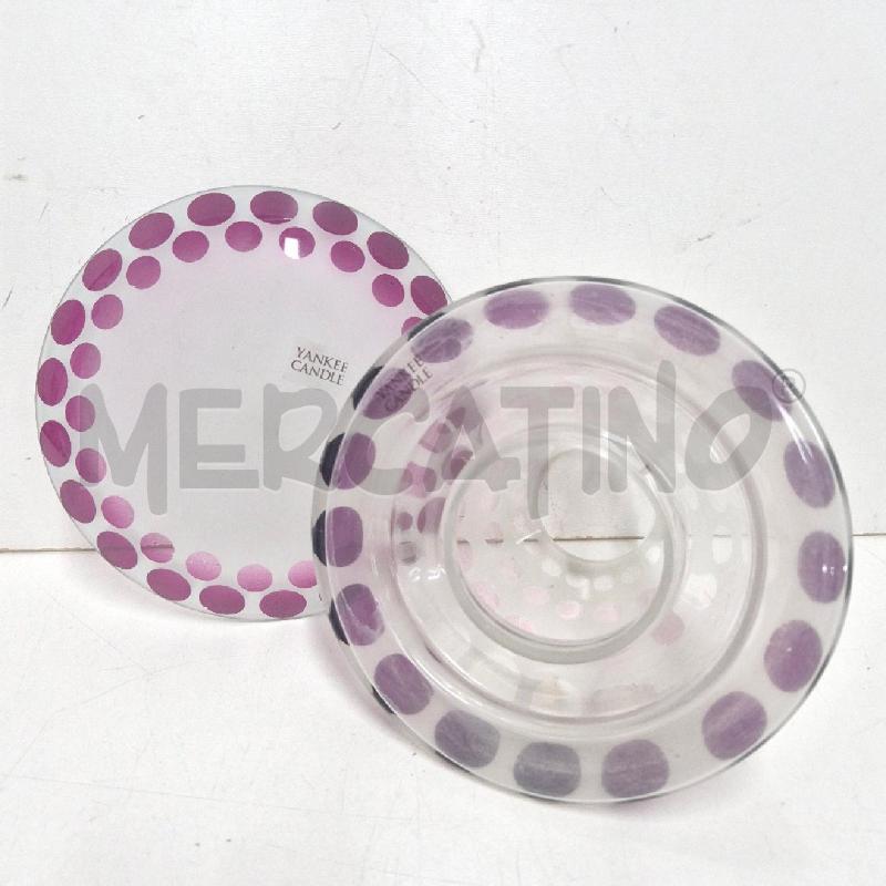 PORTA CANDELA YANKEE CANDLE BIANCO POIS VIOLA | Mercatino dell'Usato Cervia 5
