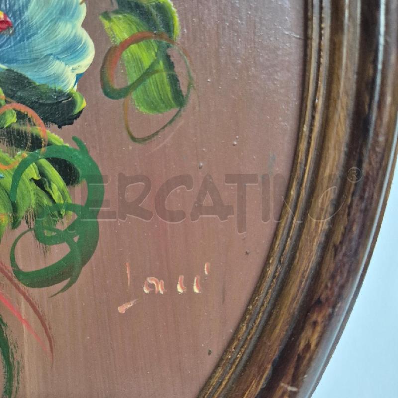 QUADRETTO OVALE OLIO SU FAESITE FIORI COLORATI | Mercatino dell'Usato Cervia 3