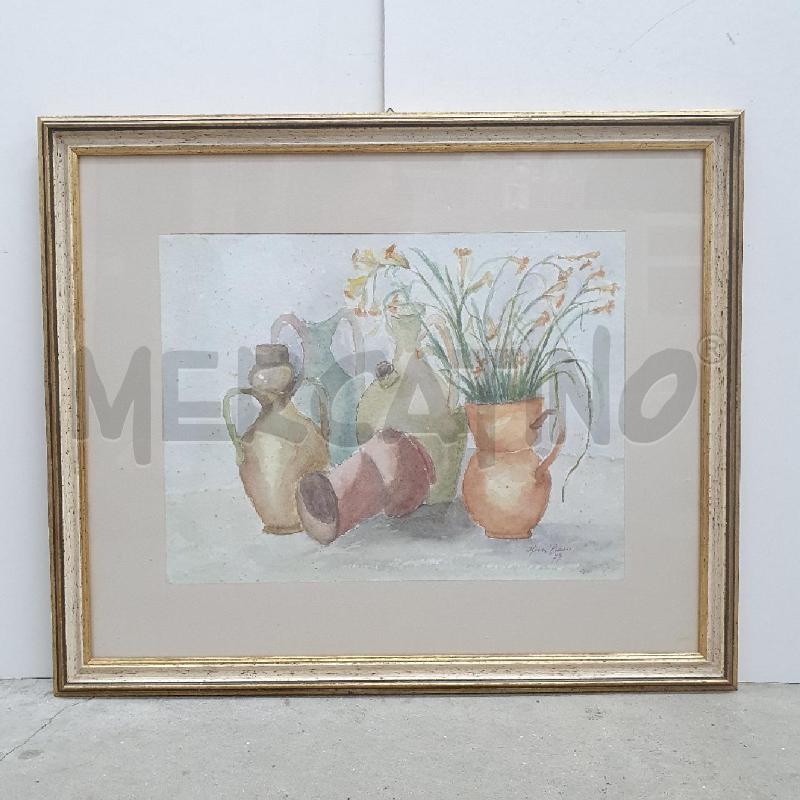 QUADRO ACQUERELLO MIRA BASSI BASI FIORI | Mercatino dell'Usato Cervia 1
