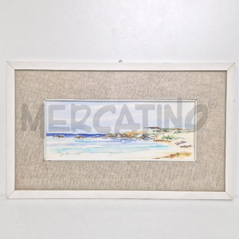 QUADRO AQUERELLO PAESAGGIO MARINO RETTANGOLARE | Mercatino dell'Usato Cervia 1