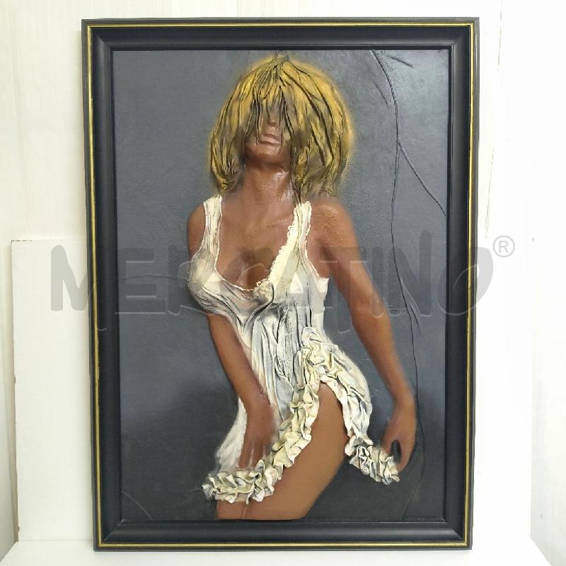 QUADRO IN PELLE FIGURA DONNA IN RILIEVO | Mercatino dell'Usato Cervia 1