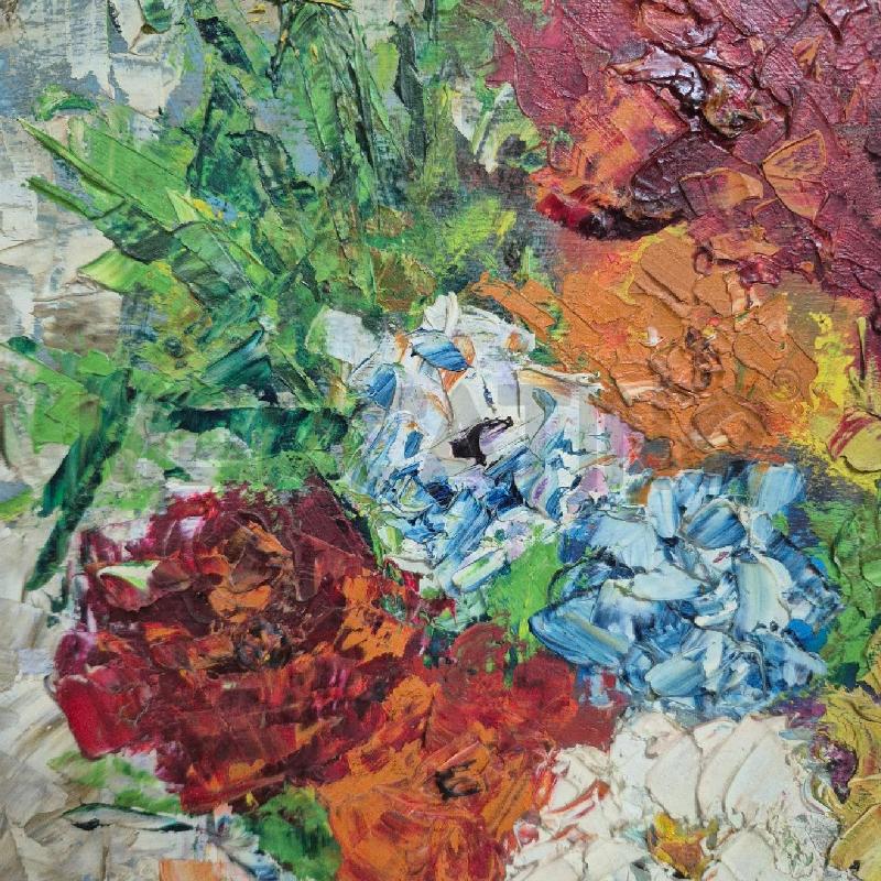 QUADRO MANFREDI OLIO SU TELA VASO FIORI COLORATI | Mercatino dell'Usato Cervia 2
