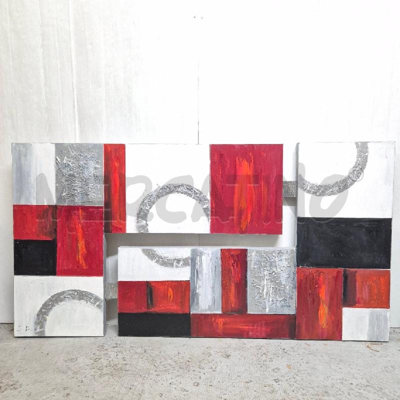 QUADRO MISTO ACRILICO ASTRATTO ROSSO BIANCO GRIGIO | Mercatino dell'Usato Cervia 1