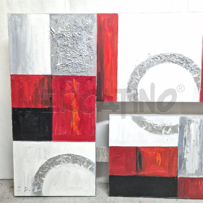 QUADRO MISTO ACRILICO ASTRATTO ROSSO BIANCO GRIGIO | Mercatino dell'Usato Cervia 2