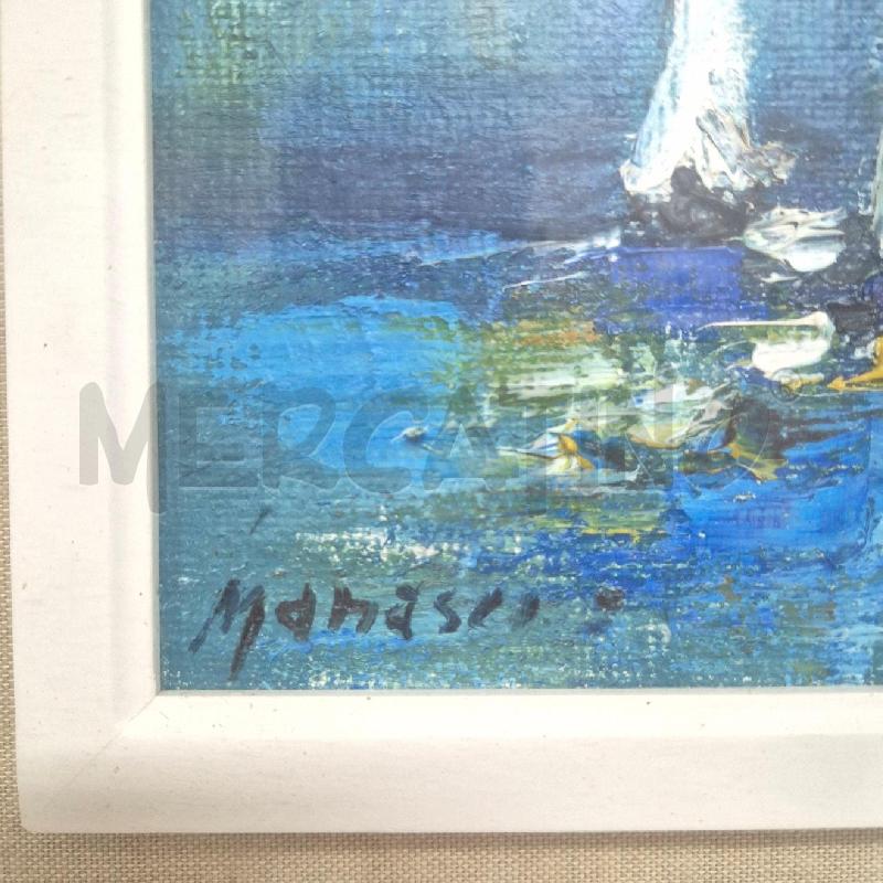 QUADRO OLIO BARCHE BIANCHE SFONDO TURCHESE MANASCI | Mercatino dell'Usato Cervia 3