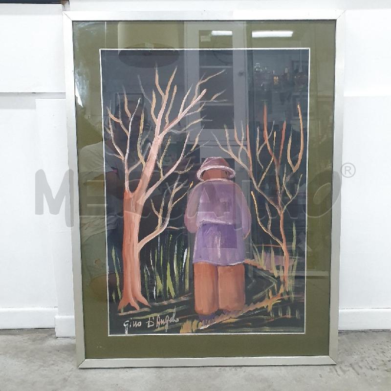 QUADRO OLIO GINO D'ANGELO UOMO CON ALBERI | Mercatino dell'Usato Cervia 1