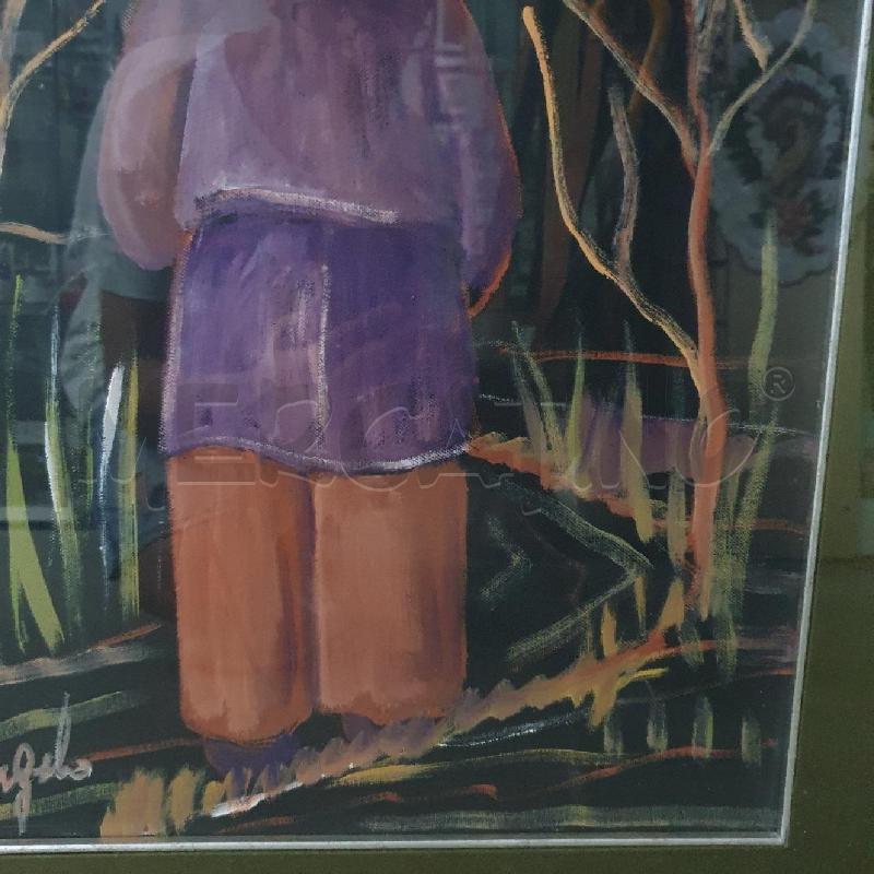 QUADRO OLIO GINO D'ANGELO UOMO CON ALBERI | Mercatino dell'Usato Cervia 3