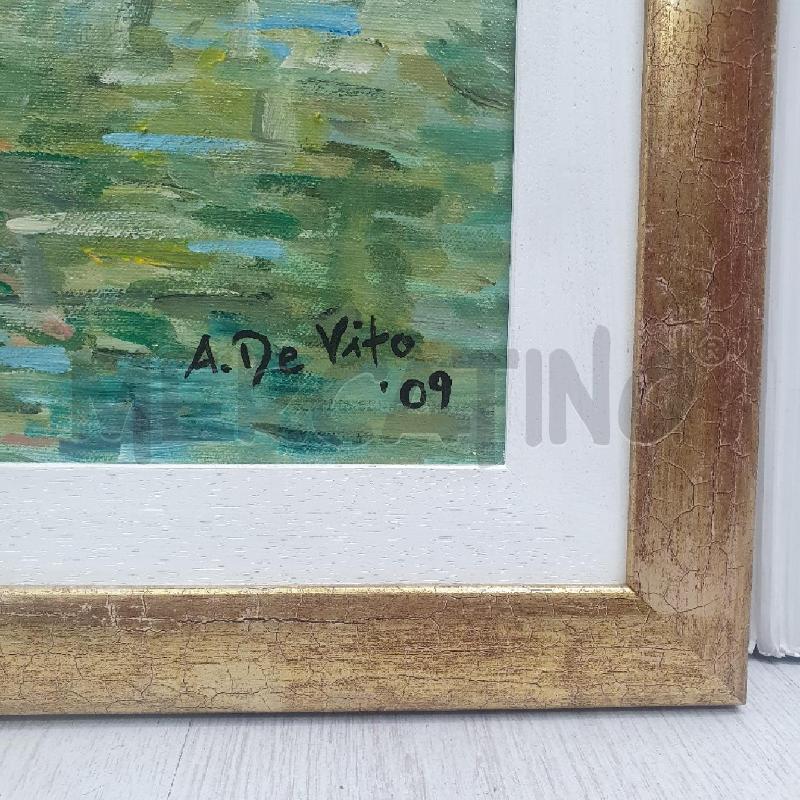 QUADRO OLIO PAESAGGIO MARINO BARCA NERA | Mercatino dell'Usato Cervia 3