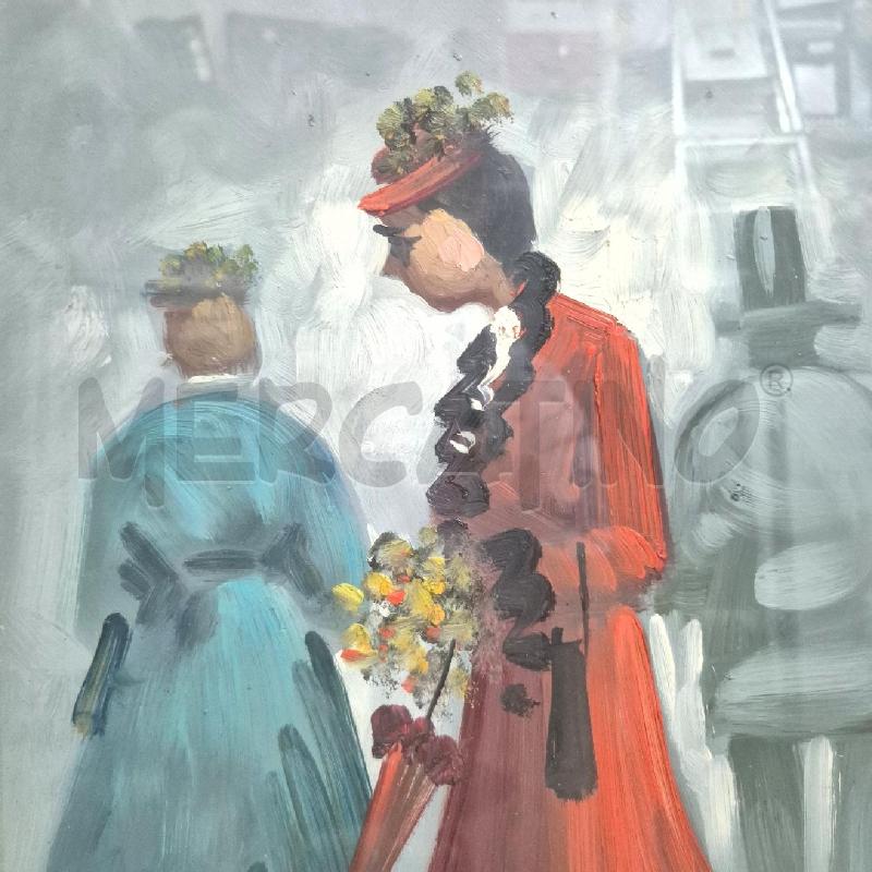 QUADRO OLIO SU FAESITE DAMA FRANCESE PASSPARTOUT BORDEAUX | Mercatino dell'Usato Cervia 2