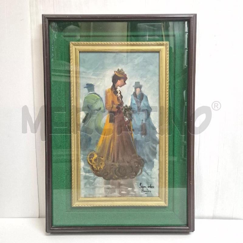 QUADRO OLIO SU FAESITE DAMA FRANCESE PASSPARTOUT VERDE | Mercatino dell'Usato Cervia 1