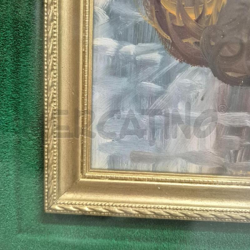 QUADRO OLIO SU FAESITE DAMA FRANCESE PASSPARTOUT VERDE | Mercatino dell'Usato Cervia 4