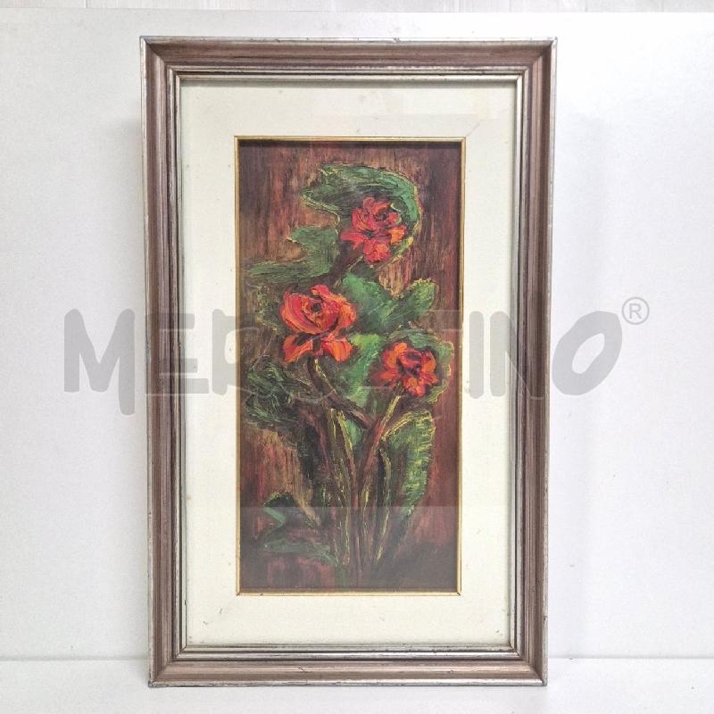 QUADRO OLIO SU FAESITE FIORI ROSSI | Mercatino dell'Usato Cervia 1