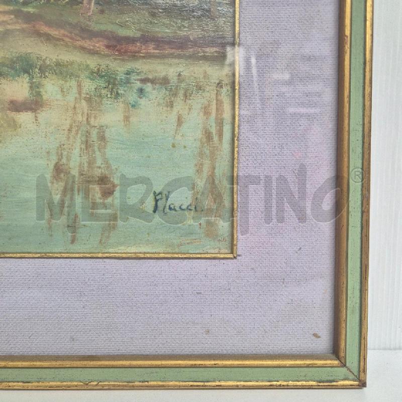QUADRO OLIO SU FAESITE PLACCI PAESAGGIO LACUSTRE | Mercatino dell'Usato Cervia 3