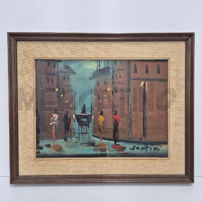 QUADRO OLIO SU FAESITE SANTINI UOMINI CARROZZA | Mercatino dell'Usato Cervia 1