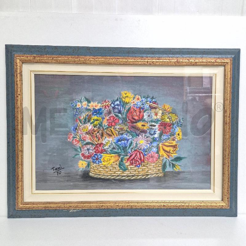 QUADRO OLIO SU FAESITE TONI CESTODI FIORI | Mercatino dell'Usato Cervia 1