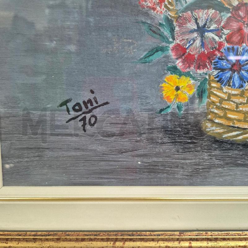 QUADRO OLIO SU FAESITE TONI CESTODI FIORI | Mercatino dell'Usato Cervia 3