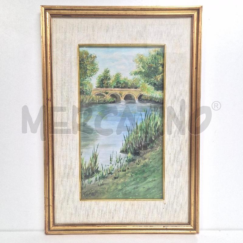 QUADRO OLIO SU FAESITE TONI PONTE SUL FIUME | Mercatino dell'Usato Cervia 1