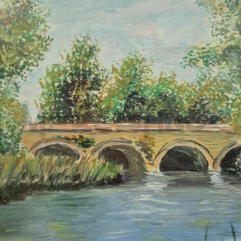 QUADRO OLIO SU FAESITE TONI PONTE SUL FIUME | Mercatino dell'Usato Cervia 2