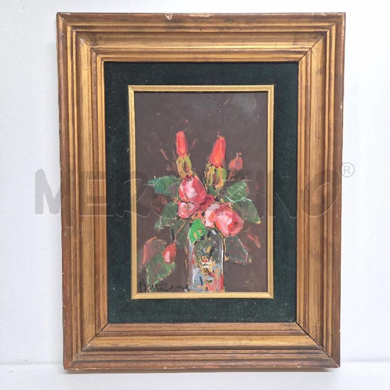 QUADRO OLIO SU FAESITE VASO FIORI | Mercatino dell'Usato Cervia 1
