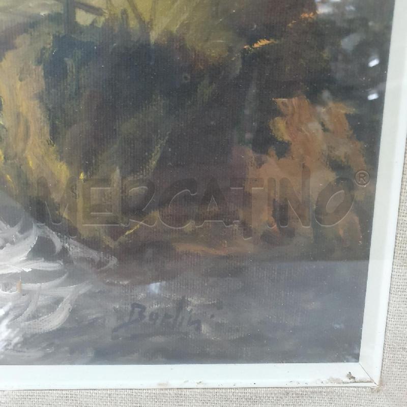 QUADRO OLIO SU TELA BARLINI CASCATA CASA IN LONTANANZA | Mercatino dell'Usato Cervia 3