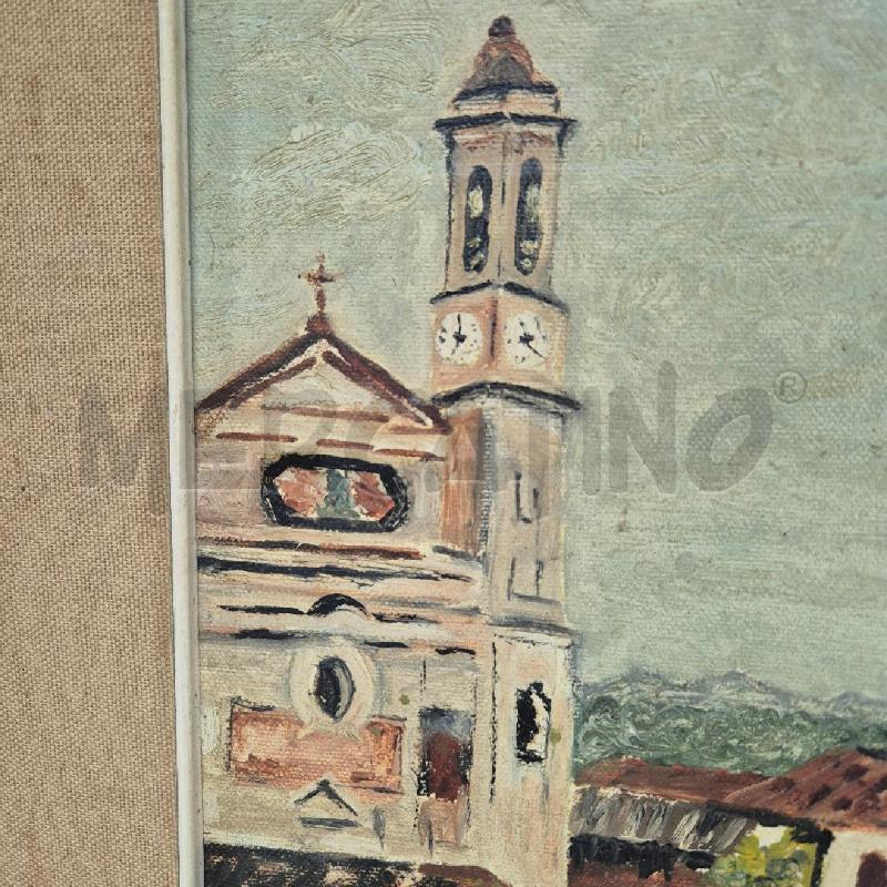 QUADRO OLIO SU TELA BORGHETTO CON CHIESA | Mercatino dell'Usato Cervia 2
