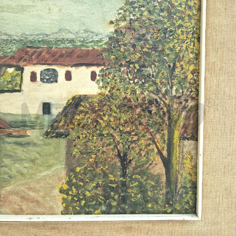 QUADRO OLIO SU TELA BORGHETTO CON CHIESA | Mercatino dell'Usato Cervia 3