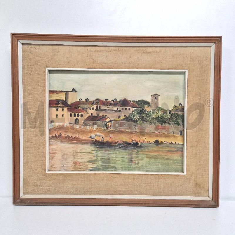 QUADRO OLIO SU TELA BORGHETTO PESCATORI | Mercatino dell'Usato Cervia 1