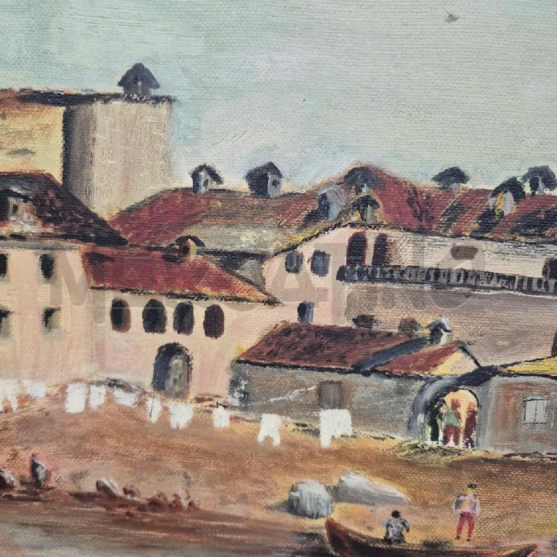 QUADRO OLIO SU TELA BORGHETTO PESCATORI | Mercatino dell'Usato Cervia 2